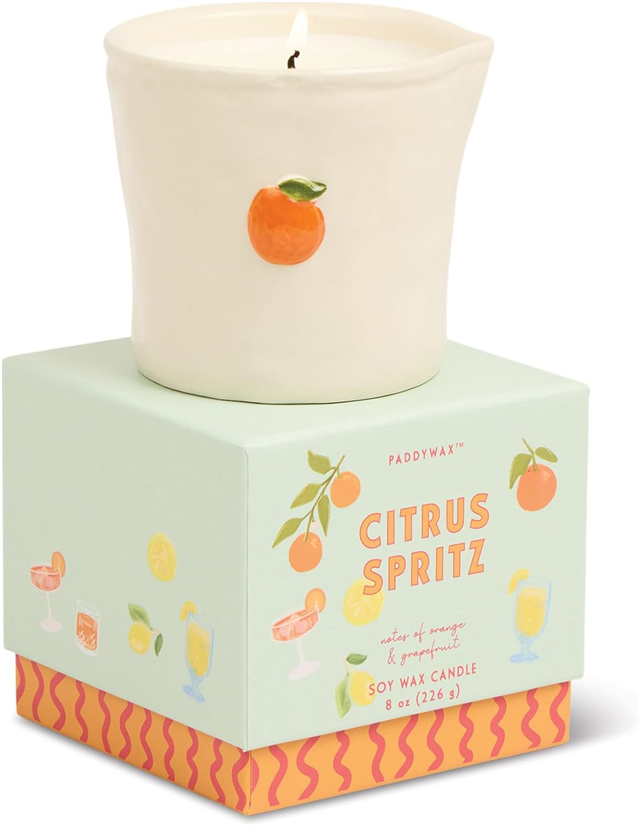 Paddywax Bistro Orange Embossed Ceramic Candle Citrus Spritz 226 Gr Mum