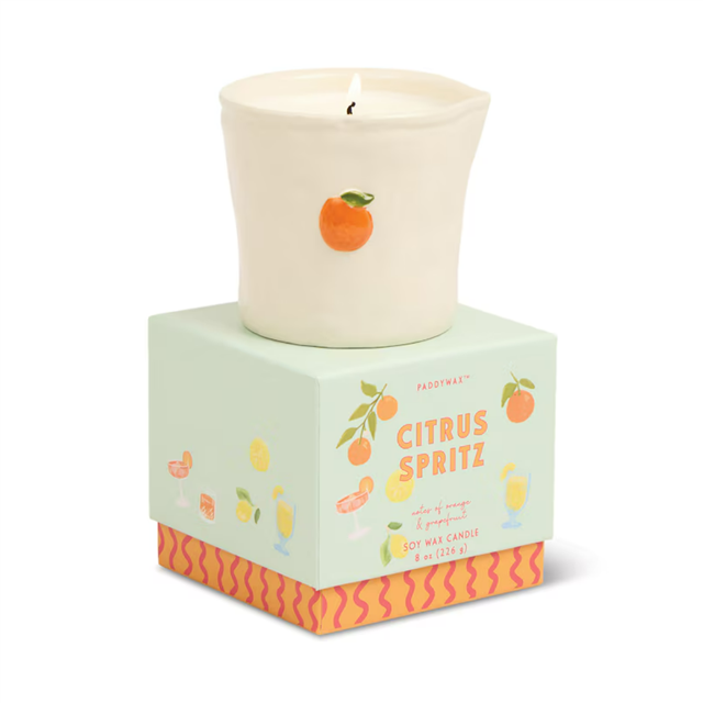 Paddywax Bistro Orange Embossed Ceramic Candle Citrus Spritz 226 Gr Mum