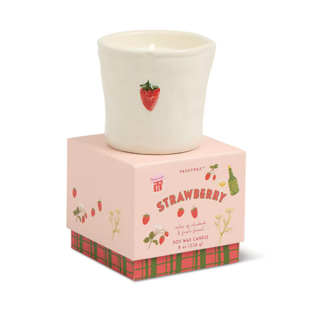 Paddywax Bistro Strawberry Embossed Ceramic Candle Strawberry 226 Gr Mum