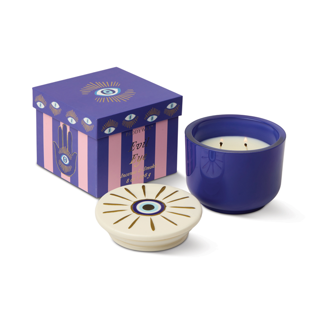 Paddywax Charmed Kutulu Cam Mum Evil Eye Ceramic/Incense&Smoke Blue 226 Gr.