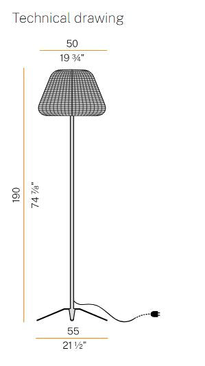 Ralph Lambader 1L Kahve Ø55X190 Cm E27 1X53W