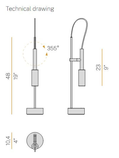 Tubino Masa Lambasi Titanyum Ø10.4X48 Cm Led 6.5W 2700K