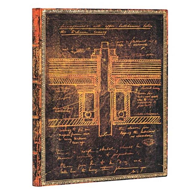 Paperblanks-Tesla Sketch Of A Turbine Yumuşak Kapak 18x23 Çizgili Defter Fb6432 9-Çizgili-1-Milagron.com