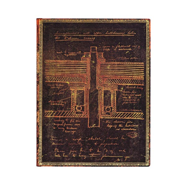 Paperblanks-Tesla Sketch Of A Turbine Yumuşak Kapak 18x23 Çizgisiz Defter Fb6433 6-Çizgisiz-1-Milagron.com