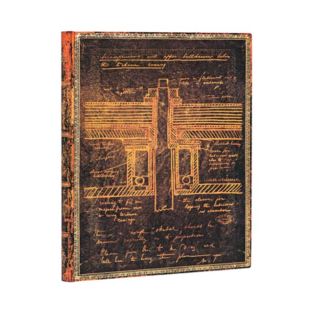 Paperblanks-Tesla Sketch Of A Turbine Yumuşak Kapak 18x23 Çizgisiz Defter Fb6433 6-Çizgisiz-2-Milagron.com