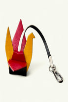 Deri El Yapımı Charm Beyaz Sarı - Turna Kuşu Çanta Aksesuarı - 0