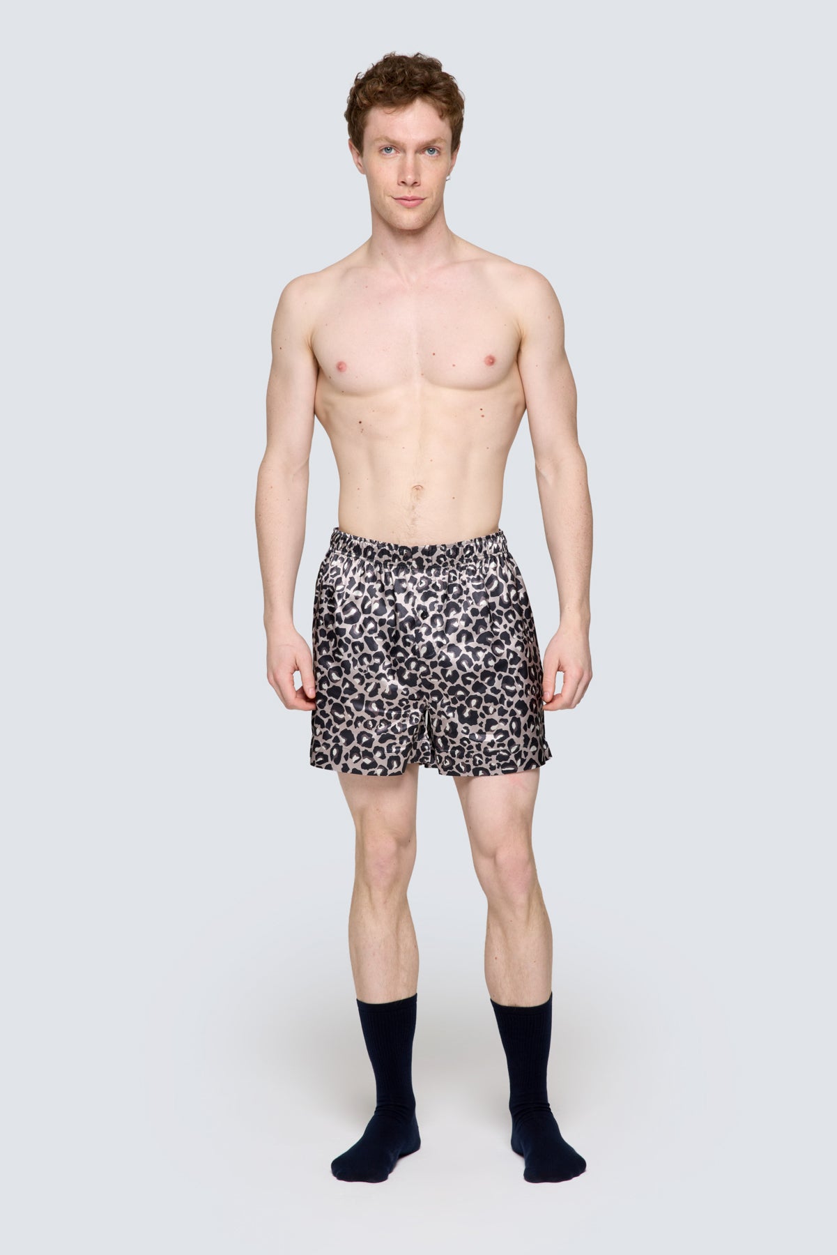 Desenli Erkek Saten Şort - Silky Leopard