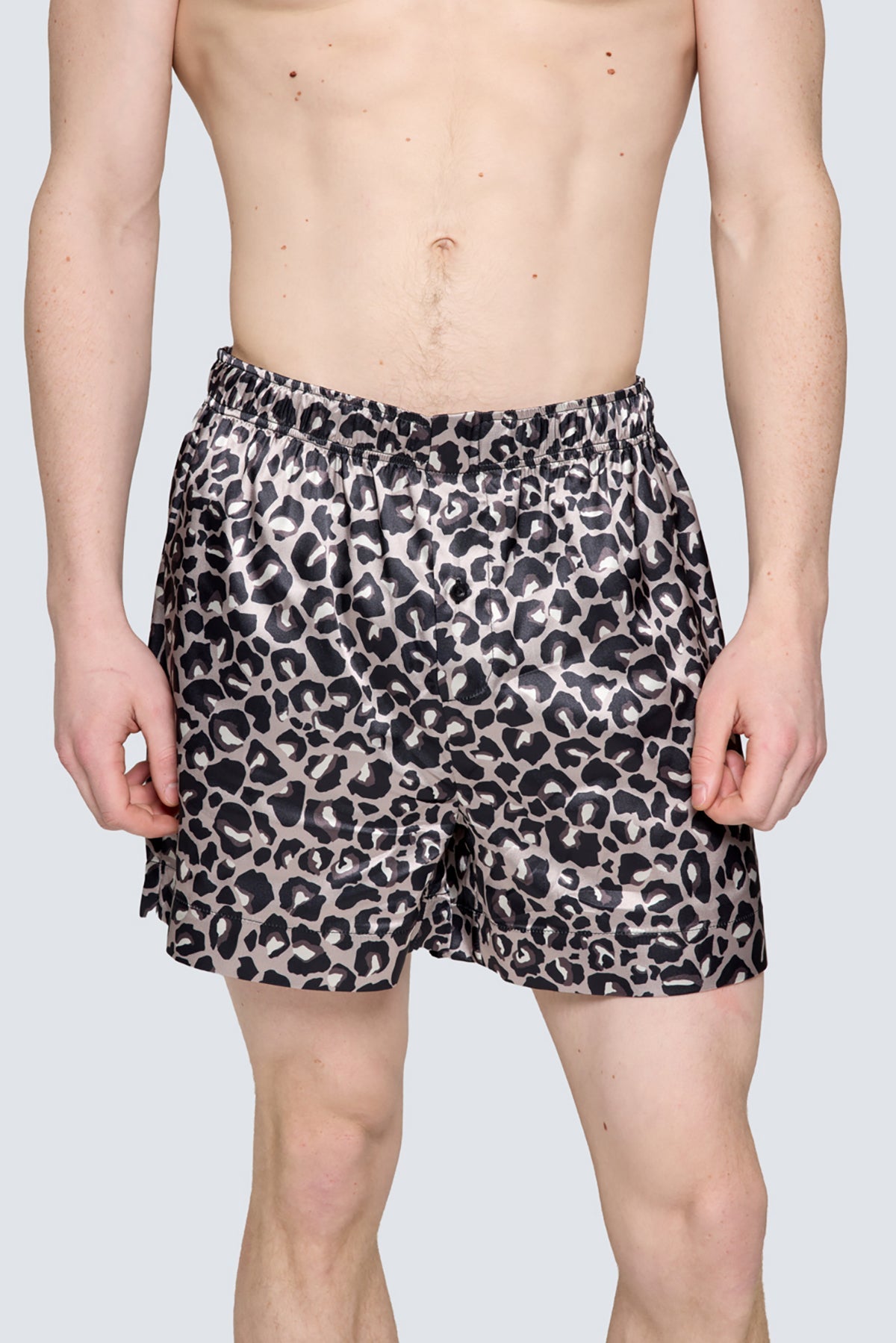Desenli Erkek Saten Şort - Silky Leopard