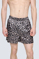 Desenli Erkek Saten Şort - Silky Leopard