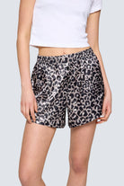 Desenli Kadın Saten Şort - Silky Leopard