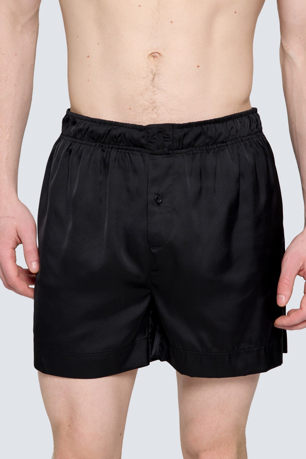 Erkek Saten Şort - Silky Black