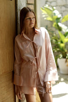 Pelia-Bella Pembe Keten - Pamuk Set (2 Parça)-Alt - Üst Takım-1-Milagron.com