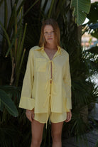 Pelia-Bella Sarı Keten - Pamuk Set (2 Parça)-Alt - Üst Takım-1-Milagron.com