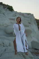 Pelia-Caroline Keten Kontrast Kimono-Elbise-3-Milagron.com