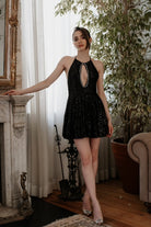 Pelia-Dora Siyah Payet Mini Elbise-Elbise-1-Milagron.com