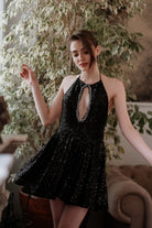 Pelia-Dora Siyah Payet Mini Elbise-Elbise-3-Milagron.com