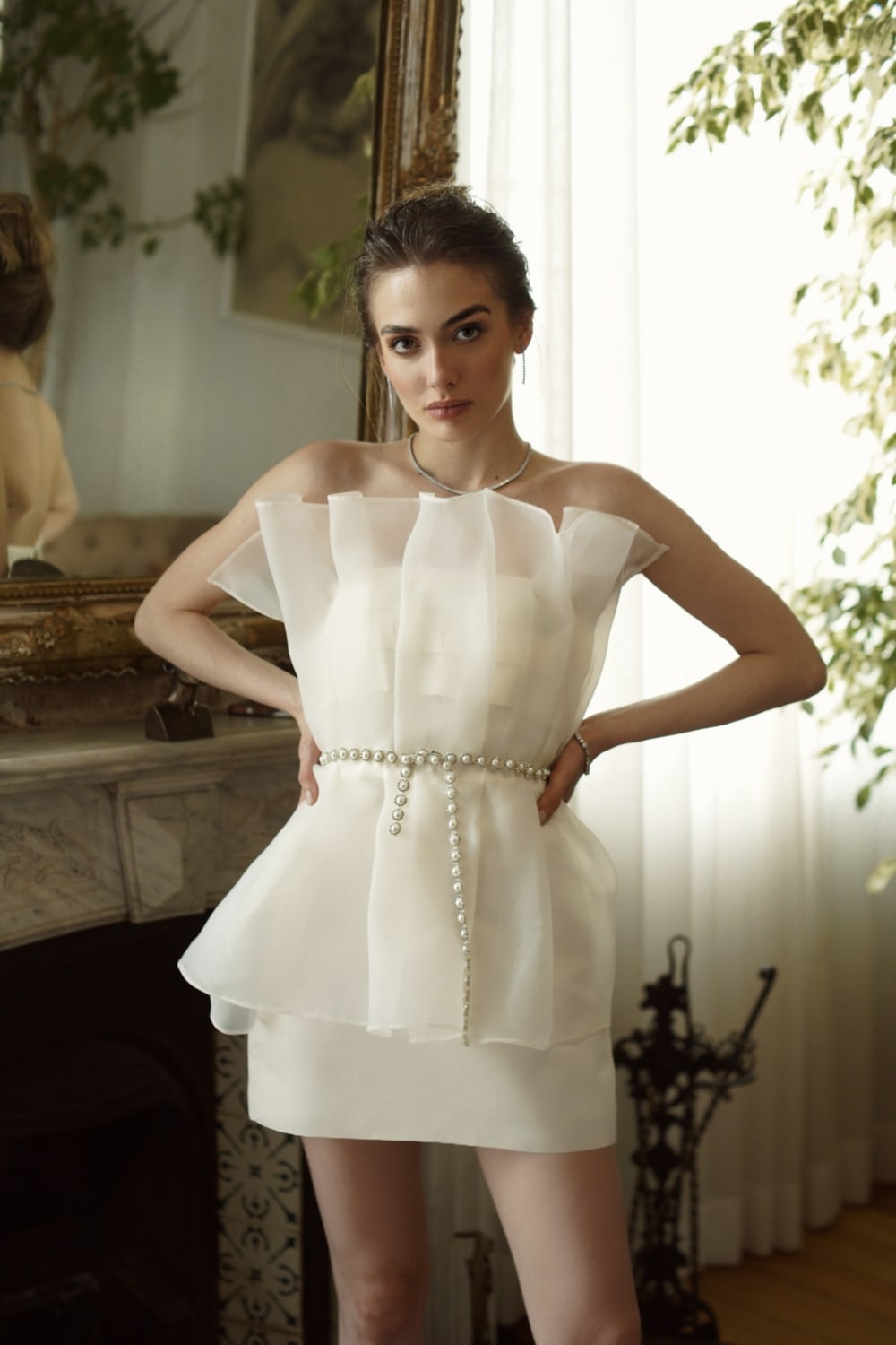 Pelia-Emilia Beyaz Mini Elbise-Elbise-1-Milagron.com
