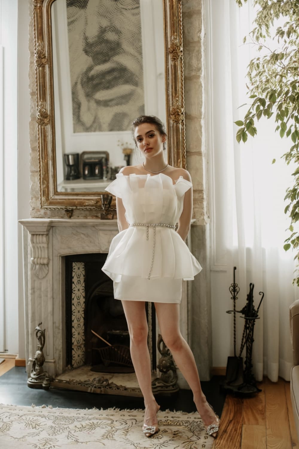 Pelia-Emilia Beyaz Mini Elbise-Elbise-3-Milagron.com