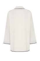 Gaia Bağlamalı Siyah Detaylı Beyaz Gömlek Elbise - 1