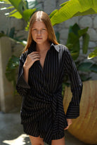 Pelia-Jessy Siyah Çizgili Gömlek Şort Takım-Alt - Üst Takım-2-Milagron.com