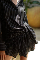 Pelia-Jessy Siyah Çizgili Gömlek Şort Takım-Alt - Üst Takım-4-Milagron.com