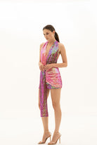 Pelia-Lily Renkli Payetli Mini Elbise-Elbise-2-Milagron.com