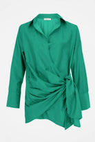 Pelia-Marley Yeşil Bağlamalı Gömlek Elbise-Elbise-1-Milagron.com