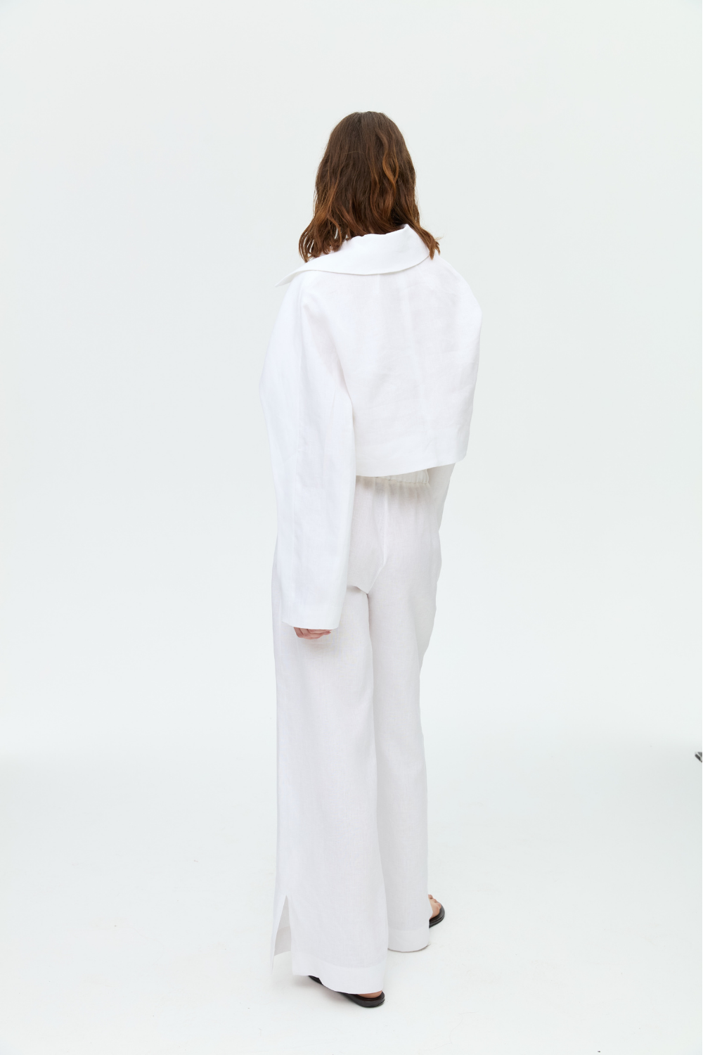 Pia Beyaz Keten Ceket Pantolon Takım - 2