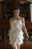 Pelia-Piana Kuştüylü Taş İşlemeli Mini Elbise-Elbise-2-Milagron.com