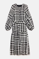 Peploum-Mie Dress In Checkered Pattern-Elbise-1-Milagron.com