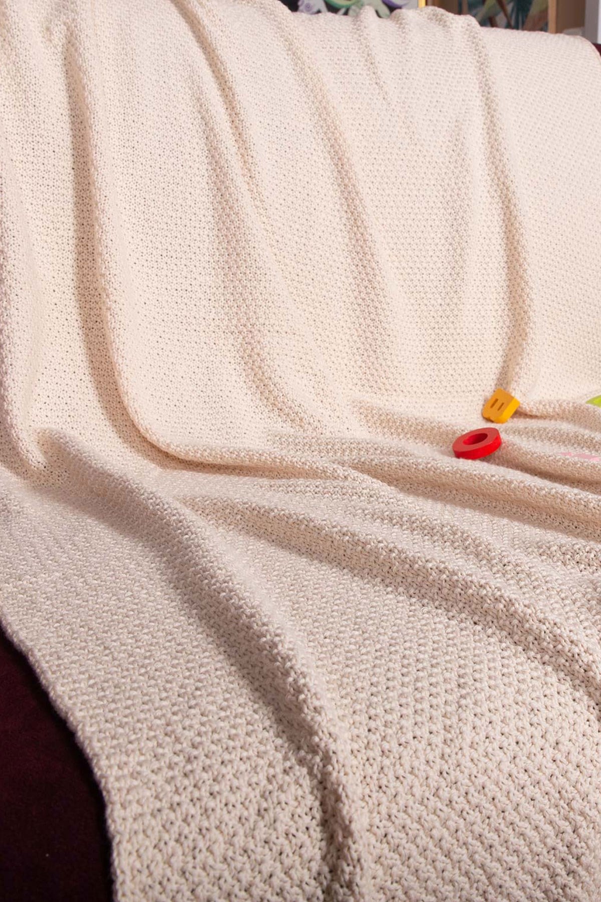 %100 Organik Pamuklu Bebek Battaniye 100X160 Cm - Bej