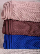 Peraluna-%100 Pamuk Pirinç Örgü Çift Kişilik Battaniye Kum-Battaniye-5-Milagron.com