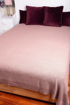 Peraluna-%100 Pamuk Pirinç Örgü Çift Kişilik Battaniye Terakota-Battaniye-1-Milagron.com