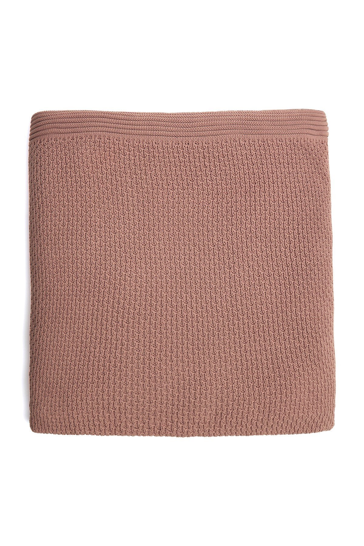 Peraluna-%100 Pamuk Pirinç Örgü Çift Kişilik Battaniye Terakota-Battaniye-4-Milagron.com