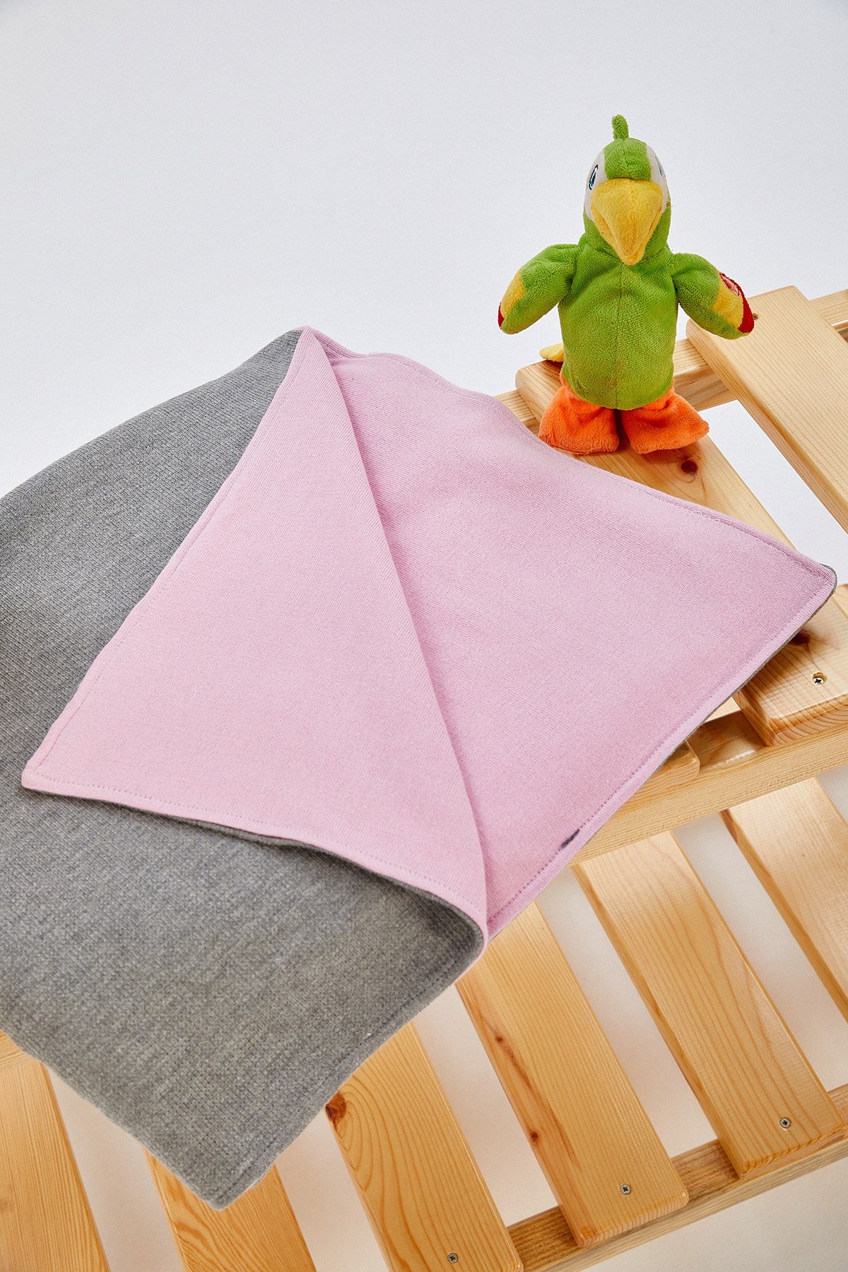 %100 Pamuk Triko Astarlı Bebek Battaniye 100X160 - Pembe_Gri