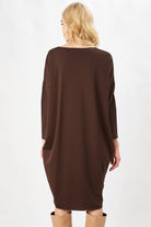 Peraluna-3/4 Kol Balon Kadın Elbise Kahve-Elbise-2-Milagron.com