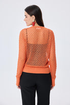 Peraluna-Addison Ajur Örgülü Kadın Triko Hırka Turuncu-Kazak & Triko-8-Milagron.com