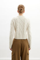 Peraluna-Adeline Sweater Bisiklet Yaka Saç Örgü Kadın Triko Kazak Ekru-Kazak & Triko-3-Milagron.com