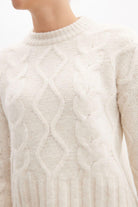 Peraluna-Adeline Sweater Bisiklet Yaka Saç Örgü Kadın Triko Kazak Ekru-Kazak & Triko-4-Milagron.com