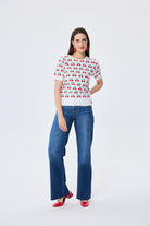 Peraluna-Alice's Cherry Kiraz Desenli Kadın Triko Yazlık Bluz Ekru Multi̇-Bluz-1-Milagron.com