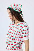 Peraluna-Alice's Cherry Kiraz Desenli Kadın Triko Yazlık Bluz Ekru Multi̇-Bluz-7-Milagron.com