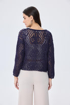 Peraluna-Amy Top Ajur Örgü Kadın Simli Bluz Mor Simli-Kazak & Triko-7-Milagron.com