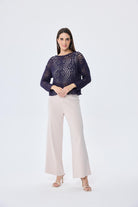 Peraluna-Amy Top Ajur Örgü Kadın Simli Bluz Mor Simli-Kazak & Triko-9-Milagron.com