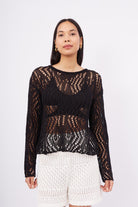 Peraluna-Amy Top Ajur örgü Rahat Kesim Kadın Triko Bluz-Bluz-2-Milagron.com