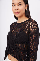 Peraluna-Amy Top Ajur örgü Rahat Kesim Kadın Triko Bluz-Bluz-4-Milagron.com