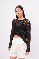 Peraluna-Amy Top Ajur örgü Rahat Kesim Kadın Triko Bluz-Bluz-5-Milagron.com