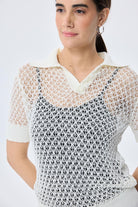 Peraluna-Ava Ajurlu Polo Yaka Kadın Triko Bluz Ekru-Bluz-5-Milagron.com