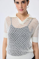 Peraluna-Ava Ajurlu Polo Yaka Kadın Triko Bluz Ekru-Bluz-6-Milagron.com