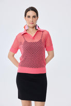 Peraluna-Ava Ajurlu Polo Yaka Kadın Triko Bluz Koral-Bluz-2-Milagron.com