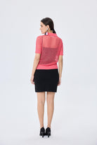 Peraluna-Ava Ajurlu Polo Yaka Kadın Triko Bluz Koral-Bluz-8-Milagron.com